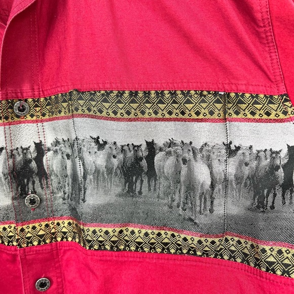 Rodeo West Mens Sz Large Vintage 90s Western Texas Button Down Shirt Top Ranch - Picture 5 of 11